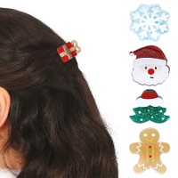 Pinças para cabelo de Natal sortidas de 3 cm - 5 unidades