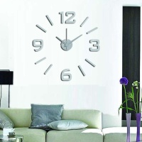 Relógio de parede adesivo prateado de 60 cm - DCasa
