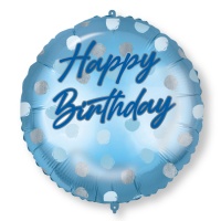 Balão Happy Birthday azul personalizável de 46 cm - Procos
