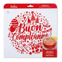 Estêncil Buon Cumpleanno 25 cm - Decora