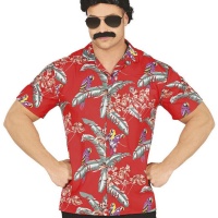 Camisa havaiana com papagaios