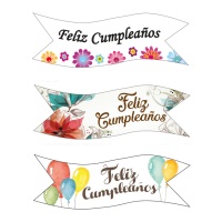 Bolachas Feliz Aniversário 9,2 x 3,2 cm - Dekora - 40 unid.
