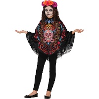 Poncho do Dia dos Mortos para menina