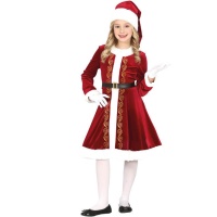 Fato de Mãe Natal castanho para rapariga