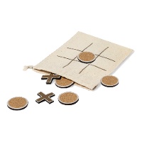 Jogo de três em linha de cortiça com bolsinha