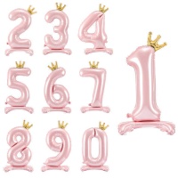 Balão de número rosa com grinalda 84 cm - PartyDeco