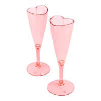 Copos de champanhe coração cor-de-rosa 120 ml - 2 unidades
