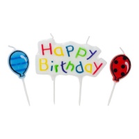 Velas de Feliz Aniversário com balões coloridos - 3 unidades