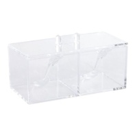 Açucareiro acrílico duplo transparente com colher