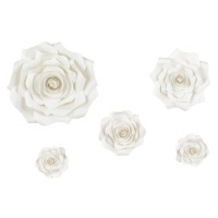 Flores decorativas de papel brancas - 5 unidades