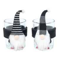 Porta-velas gnomo preto 9 x 5 cm - 1 peça