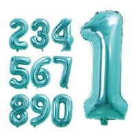 Balão número azul turquesa 80 cm