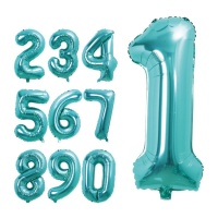Balão número azul turquesa 80 cm - 1 unidade