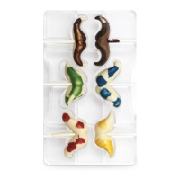 Molde de bigode de chocolate 20 x 12 cm - Decora - 6 cavidades