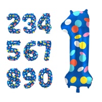 Pontos Coloridos número balão 86 cm - Folato