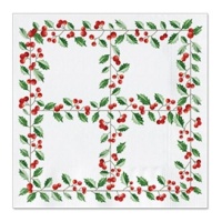 Guardanapos de Natal Holly 16,5 x 16,5 cm - 20 pcs.