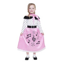 Fato dos anos 50 com notas musicais para rapariga