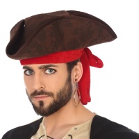 Chapéu de capitão pirata castanho