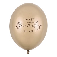 Balões de látex dourado metálico 'Feliz Aniversário' de 30 cm - 6 unidades
