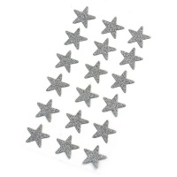Autocolantes com formas de estrelas brilhantes prateadas de 2,6 cm - 18 peças