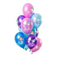 Balões de látex metalizados sereia 27 cm - 12 unidades