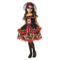 Fato de Catrina com véu para rapariga