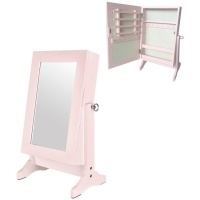 Armário para jóias cor-de-rosa de 59,5 cm com espelho