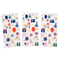 Autocolantes de papel para festa Brithday - 3 folhas