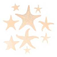 Estatuetas de estrelas-do-mar em madeira - Artemio - 9 unid.