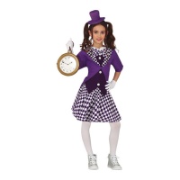 Fato Mad Hatter com mini chapéu para meninas