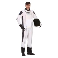 Disfarce de astronauta preto e branco para homem