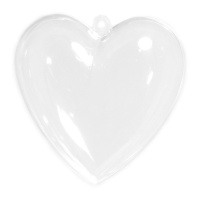Figura transparente em forma de coração em duas partes, 16 x 4,5 cm - 1 pc.