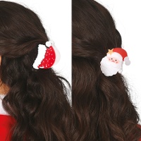 Prendedores de cabelo natalinos variados de 7 cm - 2 unidades