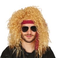 Peruca rocker loura e encaracolada