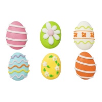 Figuras de ovos coloridos em açúcar - Decorar - 6 unid.