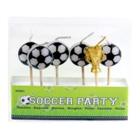 Velas de futebol com copo e bolas - 6 unidades