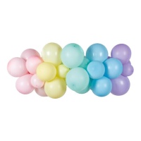 Grinalda de balões em tons pastel arco-íris - 30 unid.