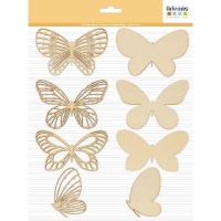 Figuras de borboletas de madeira sortidas de 7 cm - 8 peças.