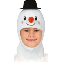 Gorro de boneco de neve com efeito de lã e nariz