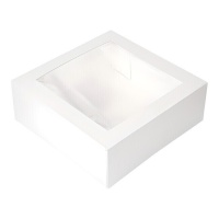 Caixa para bolos branca com janela 30 x 30 x 9,5 cm