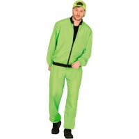 Fantasia de atleta neon verde dos anos 80 para homem