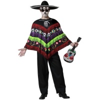 Poncho de esqueleto Catrina para adultos
