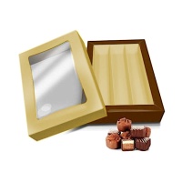 Caixa grande dourada para chocolates de 21,5 x 14,5 x 3,5 cm - Sweetkolor