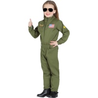 Fato de piloto de caça verde militar para crianças
