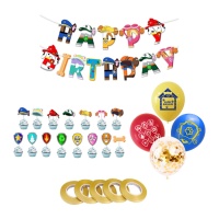 Kit de balões, grinalda e topper da Patrulha Pata - Monkey Business - 24 unidades