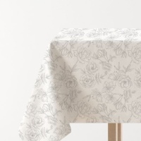 Toalha de mesa 2,00 x 1,45 m em tecido de flores e folhas