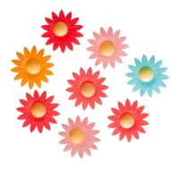 Bolachas de flores de margarida em cores sortidas - Dekora - 8 unidades