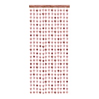 1,00 x 2,45 m cortina decorativa com corações cor-de-rosa dourado