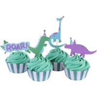 Forminhas e picks para cupcakes de Dinossauro - 24 unidades