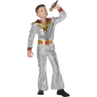 Fato cinzento metálico estilo discoteca para rapaz